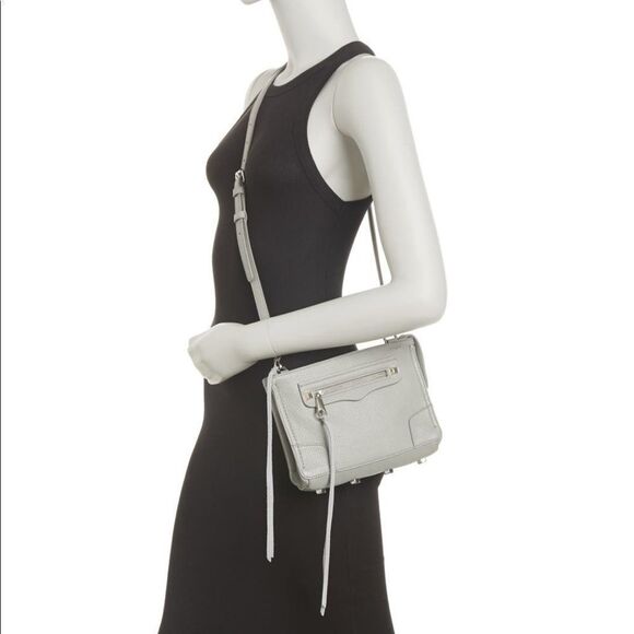 REBECCA MINKOFF Regan Leather Crossbody Bag,‎ Travel, Color: Gray (Perla), NEW - Picture 3 of 16